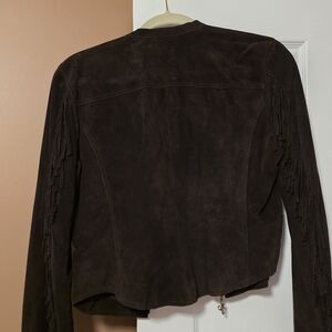 Jennifer Lopez Dark Brown Suede Fringe Jacket